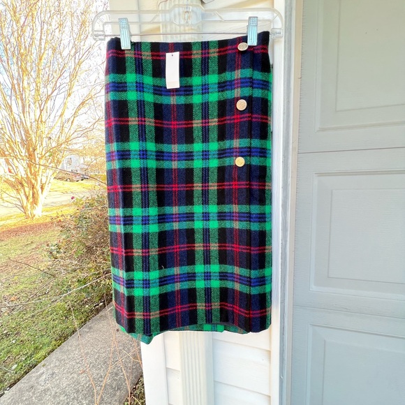 NWT Talbots Great For Tights! Navy Red Green Plaid Lined Skirt - Picture 1 of 5